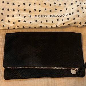 Clare V Cream Polka Dot Drawstring Dust Bag with Black Print